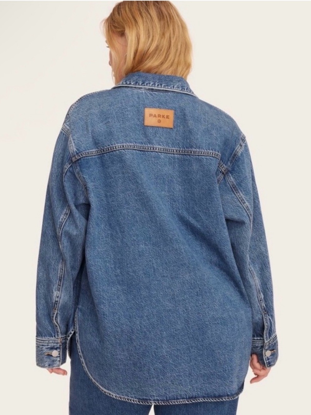 NWT Parke x Target Women's Long Sleeve Denim Shacket - Medium Wash Size XL - Picture 3 of 7